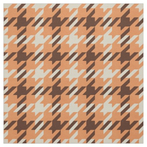 Retro orange and brown houndstooth plaid pattern fabric