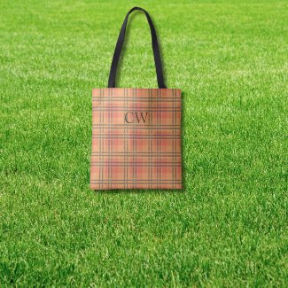 Retro Orange And Green Tartan Plaid