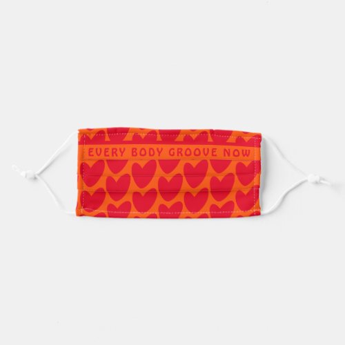 Retro Orange and Groovy Red Hearts Adult Cloth Face Mask