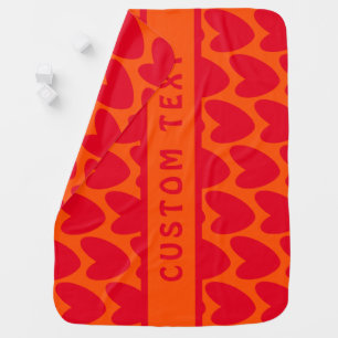 Retro Orange and Groovy Red Hearts Baby Blanket