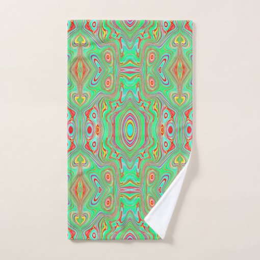 Retro Orange and Lime Green Abstract Pattern Bath Towel Set | Zazzle