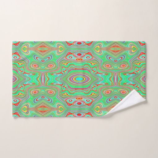 Retro Orange and Lime Green Abstract Pattern Bath Towel Set | Zazzle