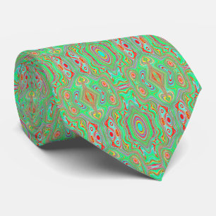 Retro Orange and Lime Green Abstract Pattern Neck Tie