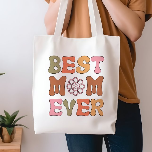 Retro Orange and Pink Best Mom Ever Tote Bag (Creator Uploaded)
