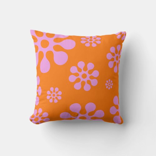 Retro Orange And Pink Floral Decorative Pillow