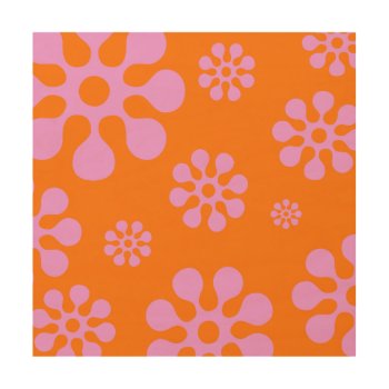 Retro Orange And Pink Floral Wall Art by machomedesigns at Zazzle