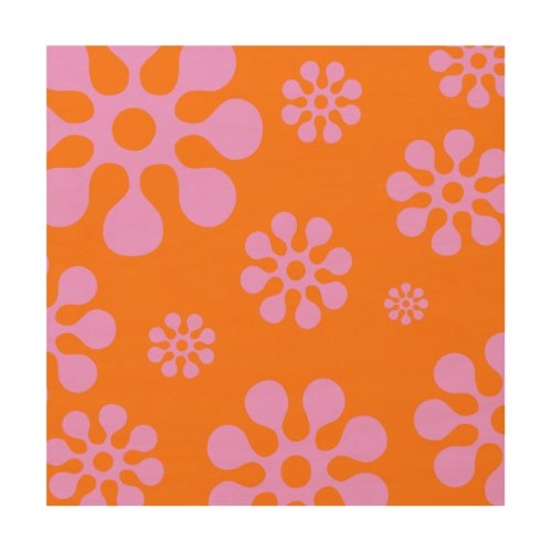 Retro Orange And Pink Floral Wall Art