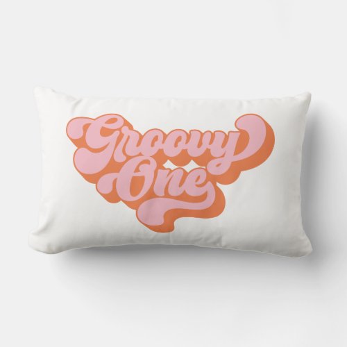 Retro Orange and Pink Groovy One Lumbar Pillow