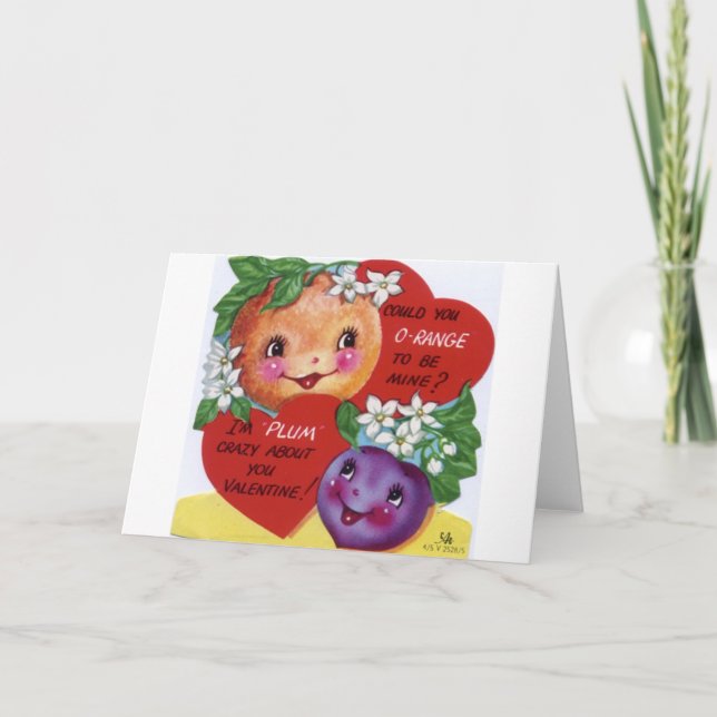 Retro Orange And Plum Valentine's Day Card (Front)