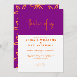 Retro Orange and Purple The Two of Us Wedding Invitation