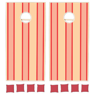 Retro Orange and Red Striped Cornhole Set