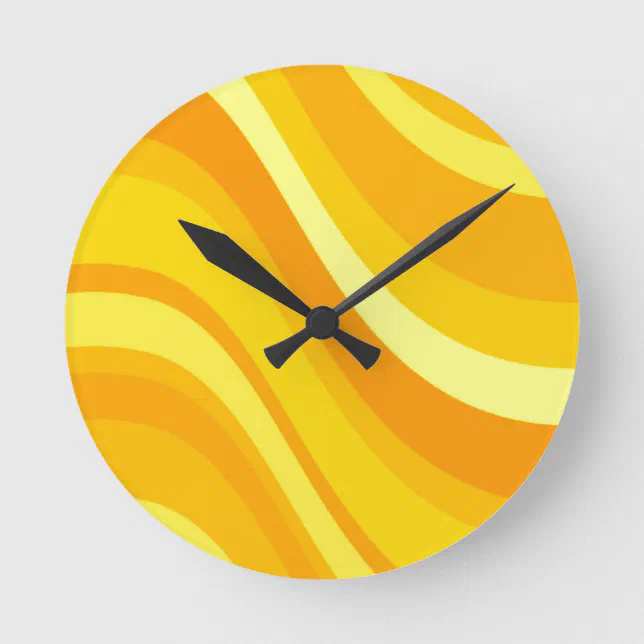 Retro Orange and Yellow Wall Clock | Zazzle