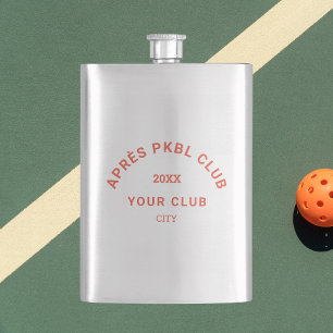Retro Orange Après PKBL Club Crest Pickleball Flask