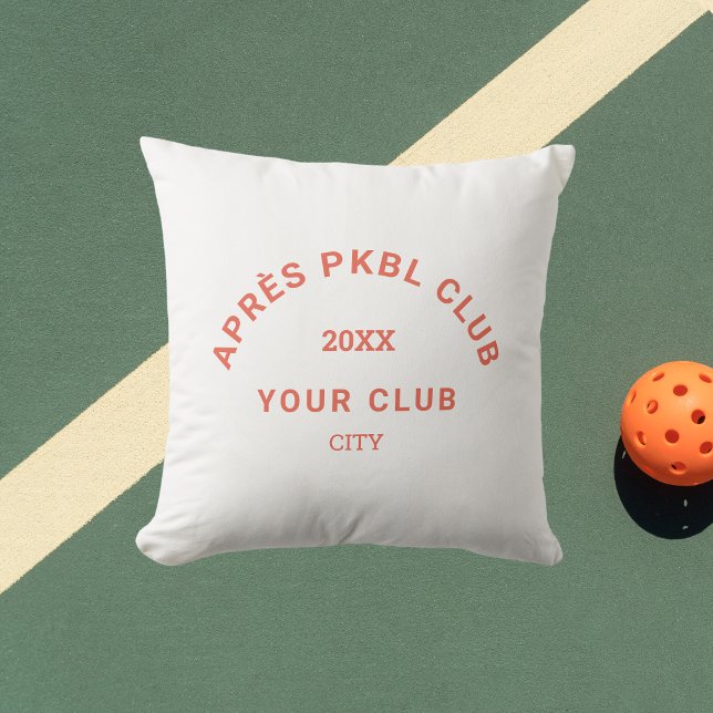 Retro Orange Après PKBL Club Crest Pickleball Outdoor Pillow (Creator Uploaded)