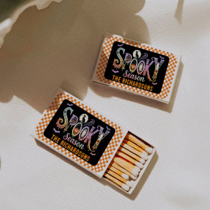 Retro Orange Black Custom Halloween Party Favors Matchboxes