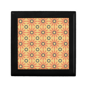 Retro Orange & Black Cute Abstract Floral Pattern Gift Box