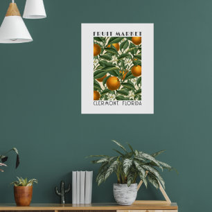 Retro Orange Blossom Fruit Market Poster