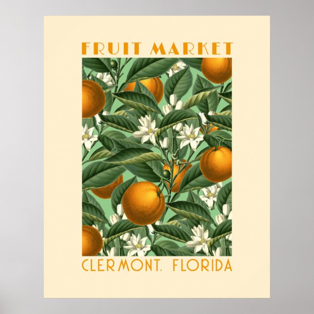 Retro Orange Blossom Fruit Market  Poster (Front)