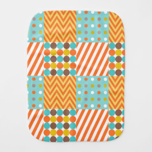 Retro Orange Blue Mustard Yellow Patchwork Pattern Baby Burp Cloth