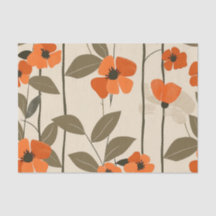Retro Orange Botanical Bold 70s Vintage Floral