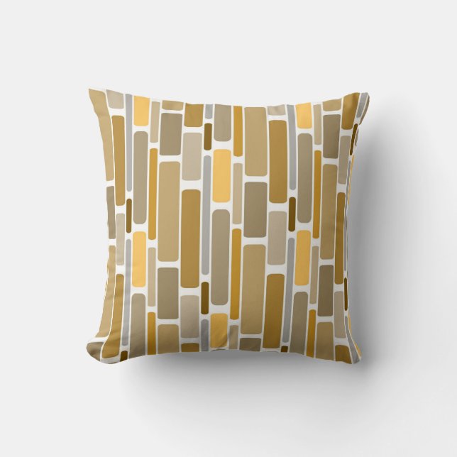 Retro Orange Brown and  Gold Blocks Throw Pillow (Front)