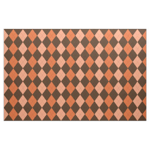Retro Orange & Brown Autumn Argyle Fabric