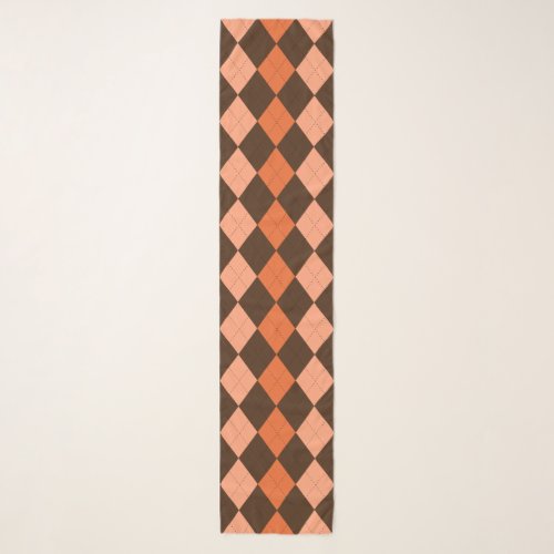 Retro Orange  Brown Autumn Argyle Scarf