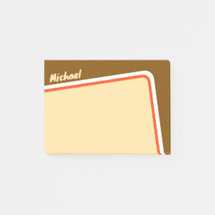 Retro Orange Brown White Angled Arch Personalized Post-it Notes