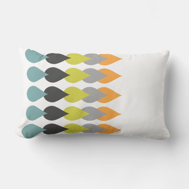 Retro Orange Chartreuse Yellow Aqua Lumbar Pillow (Front)