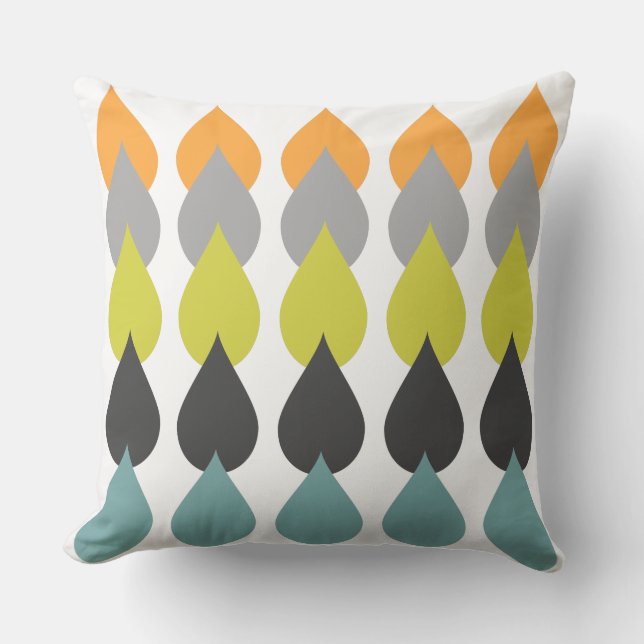 Retro Orange Chartreuse Yellow Aqua Throw Pillow (Front)