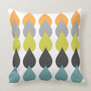 Retro Orange Chartreuse Yellow Aqua Throw Pillow