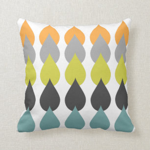 Retro Orange Chartreuse Yellow Aqua Throw Pillow