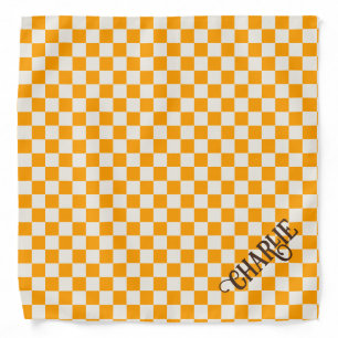Retro Orange Checker Pattern Dog Bandana