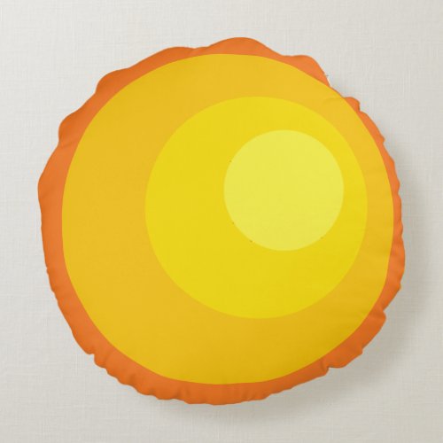 Retro Orange Circles Round Pillow
