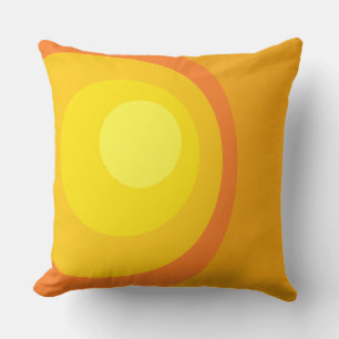 Retro Orange Circles Throw Pillow