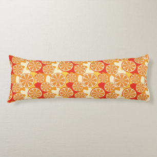 Retro Orange Citrus Pattern Body Pillow