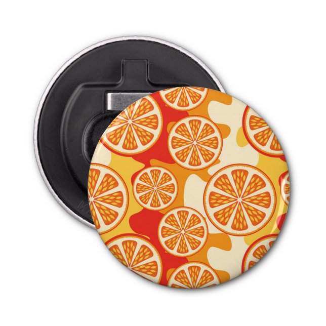 Retro Orange Citrus Pattern Bottle Opener (Front)