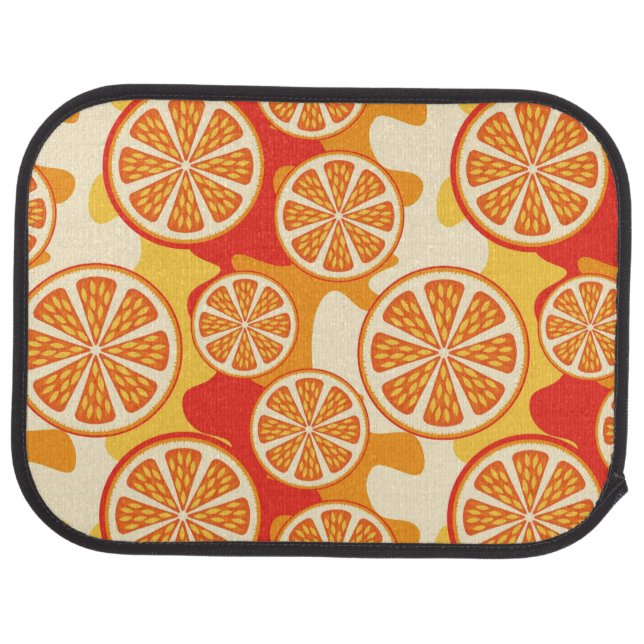 Retro Orange Citrus Pattern Car Floor Mat (Rear)
