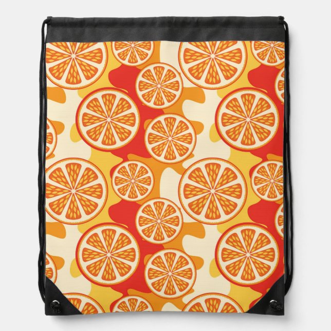 Retro Orange Citrus Pattern Drawstring Bag (Front)