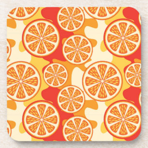 Retro Orange Citrus Pattern Drink Coaster