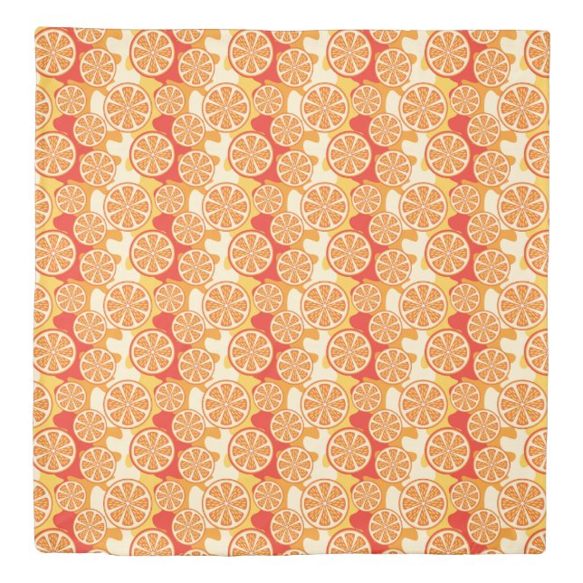Retro Orange Citrus Pattern Duvet Cover (Front)