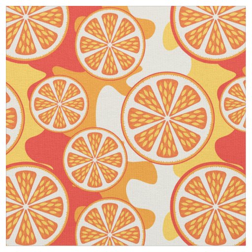 Retro Orange Citrus Pattern Fabric