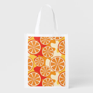 Retro Orange Citrus Pattern Grocery Bag