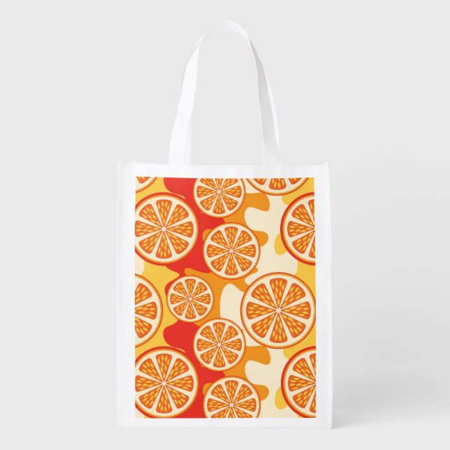 Retro Orange Citrus Pattern Grocery Bag (Front)