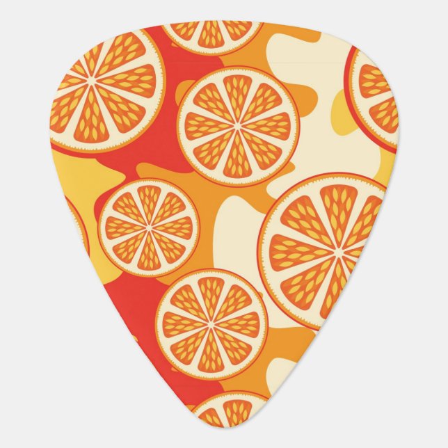 Retro Orange Citrus Pattern Guitar Pick (Front)