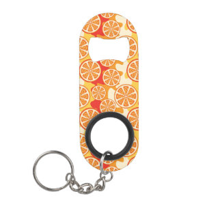 Retro Orange Citrus Pattern Keychain Bottle Opener
