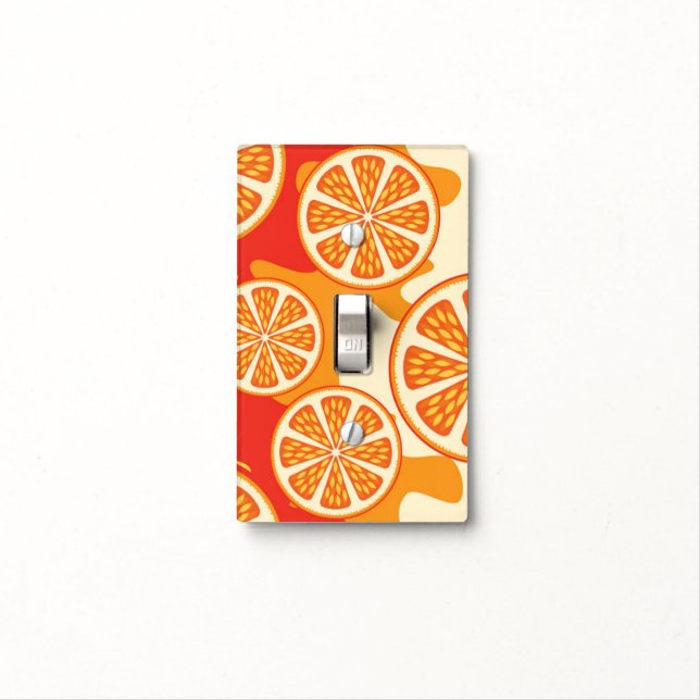 Retro Orange Citrus Pattern Light Switch Cover (In Situ)