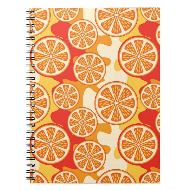 Retro Orange Citrus Pattern Notebook (Front)