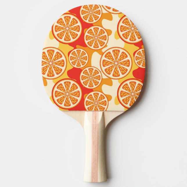 Retro Orange Citrus Pattern Ping-Pong Paddle (Front)
