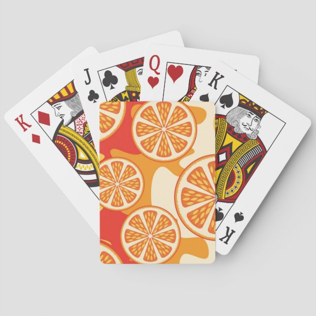 Retro Orange Citrus Pattern Poker Cards (Back)